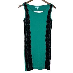 JJ Authentic Green Lace Trim Mini Bodycon Dress Size M